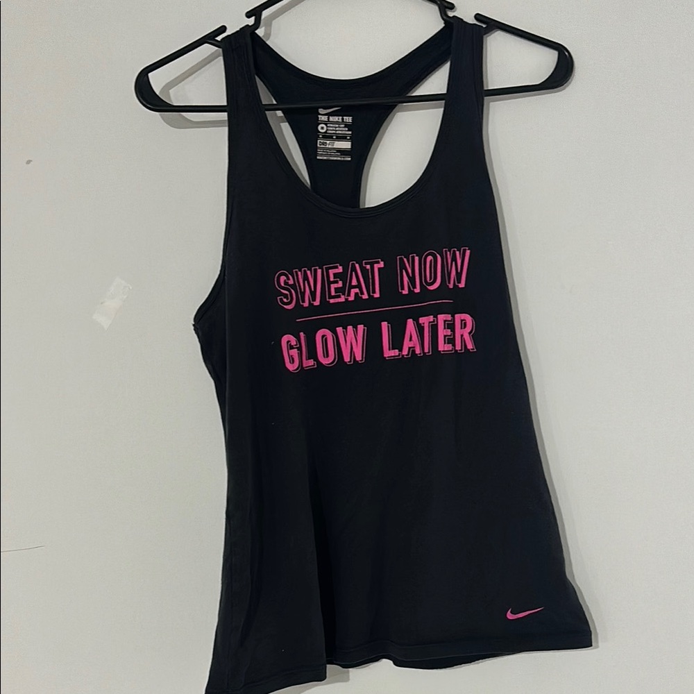 Nike Black and Pink Fitted Sleeveless Tank Top